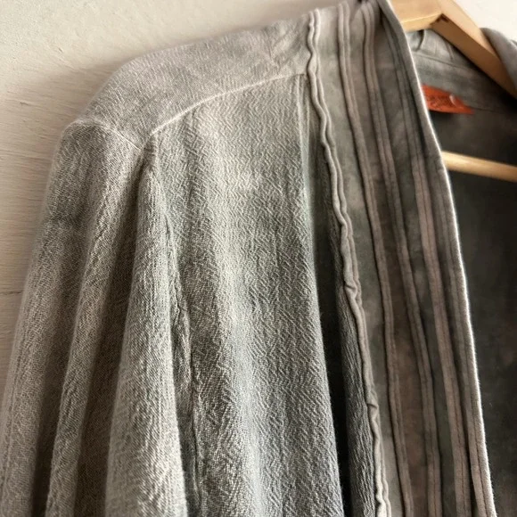 Oh My Gauze Grey Tie Dye Cotton Open Front Cardigan OS Boho Lagenlook Unisex - Picture 3 of 9